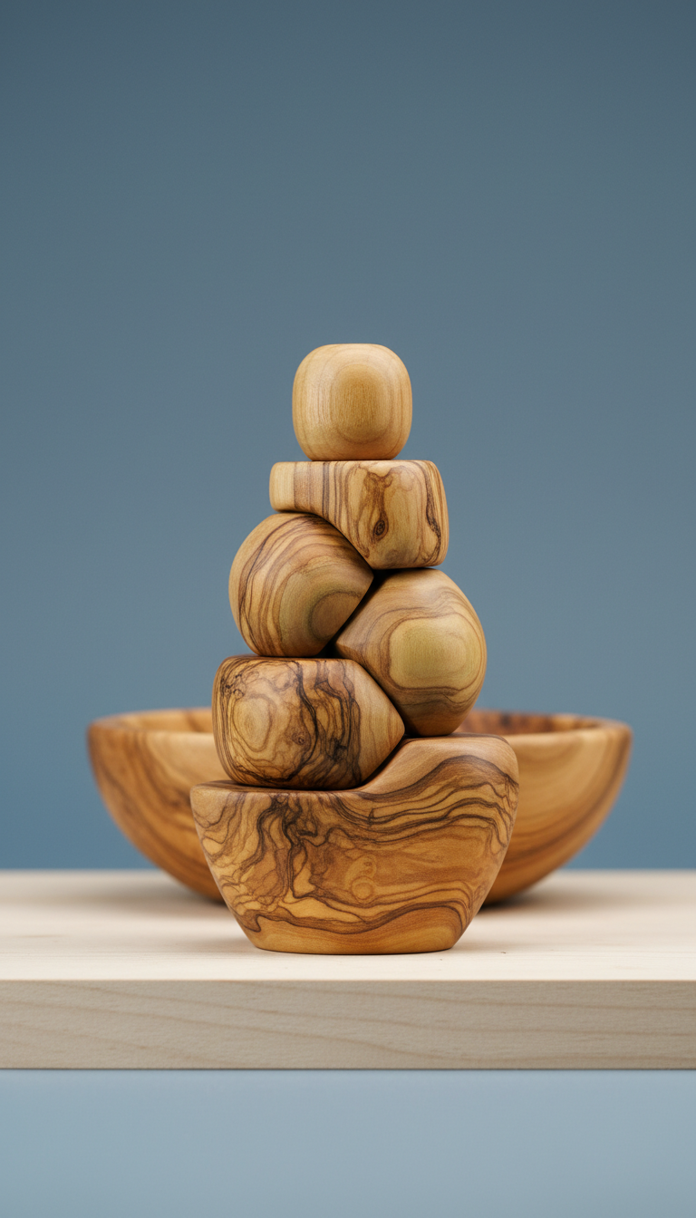 Olive Wood Stacking Tower